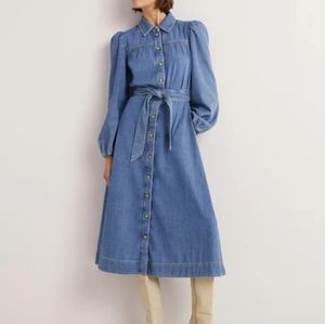 Boden Denim Long Sleeve Midi Shirt Dress